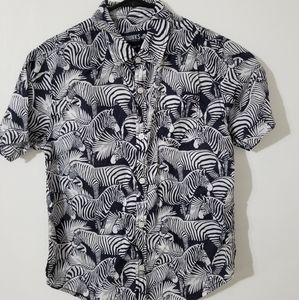 Boys Button Down Zebra Shirt